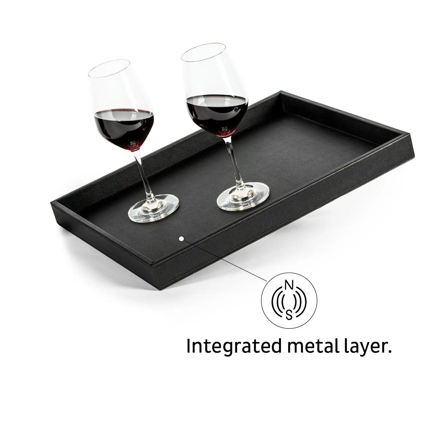 Metal Tray in leather look BLACK By Silwy - Everything Caravans
