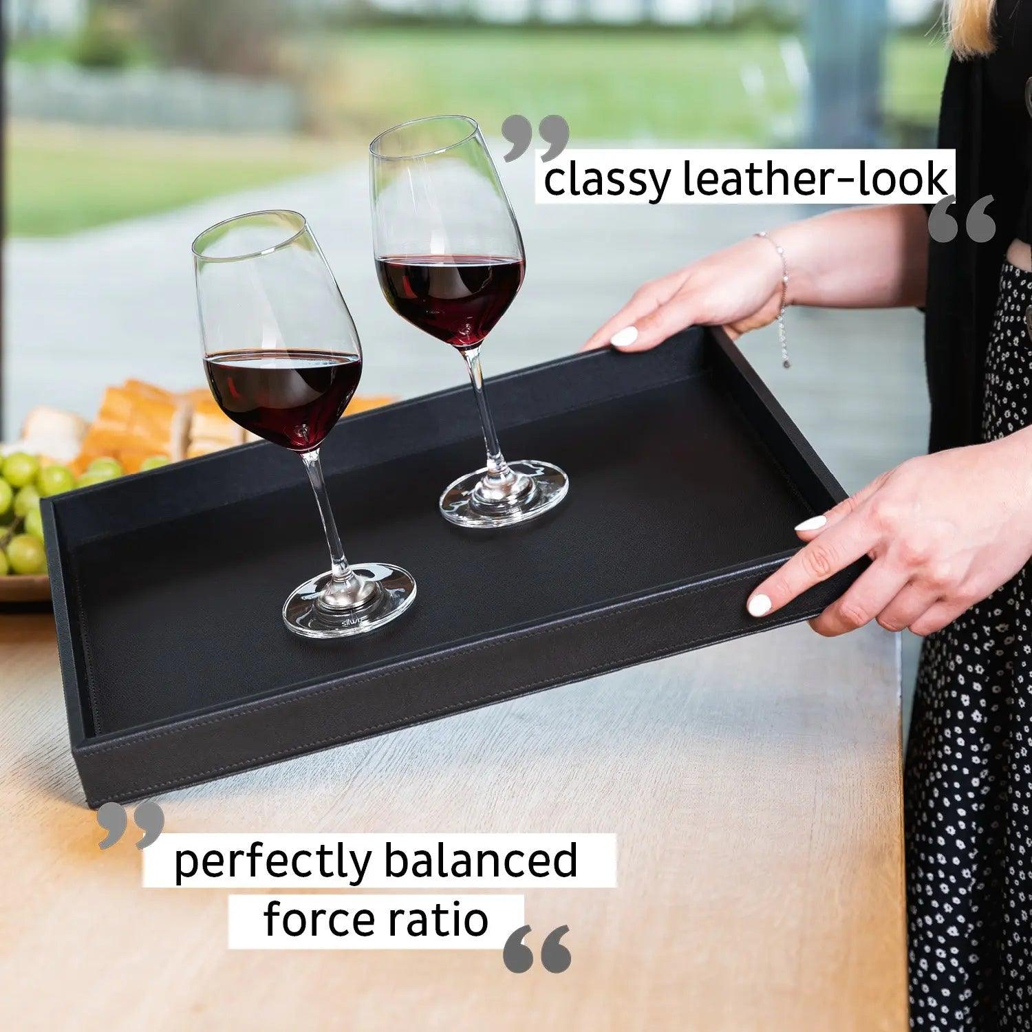 Metal Tray in leather look BLACK By Silwy - Everything Caravans