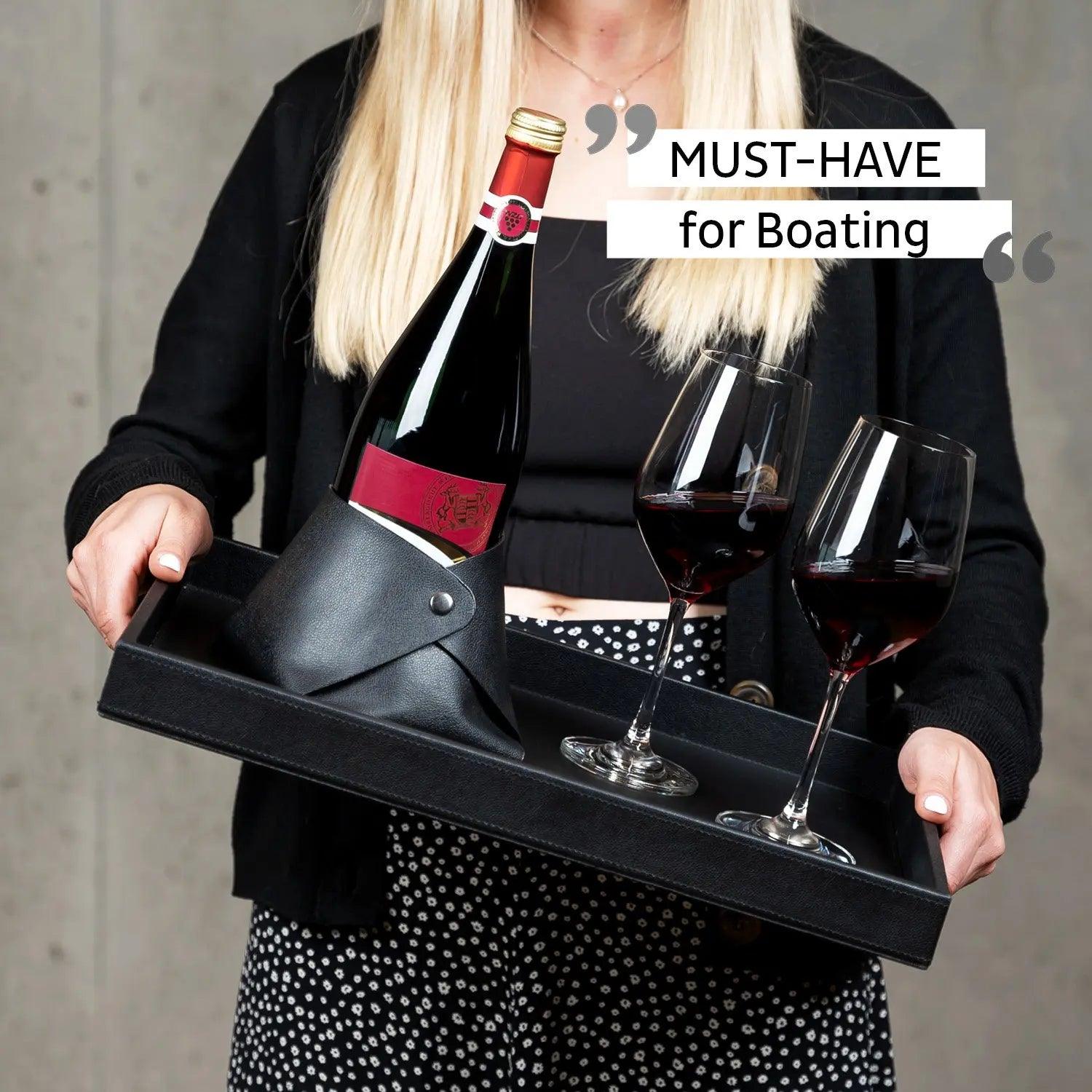 Metal Tray in leather look BLACK By Silwy - Everything Caravans