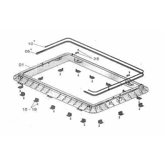 Mounting Kit Grey Suits Heki 2 Roof Thickness 25-32mm Grey - Everything Caravans