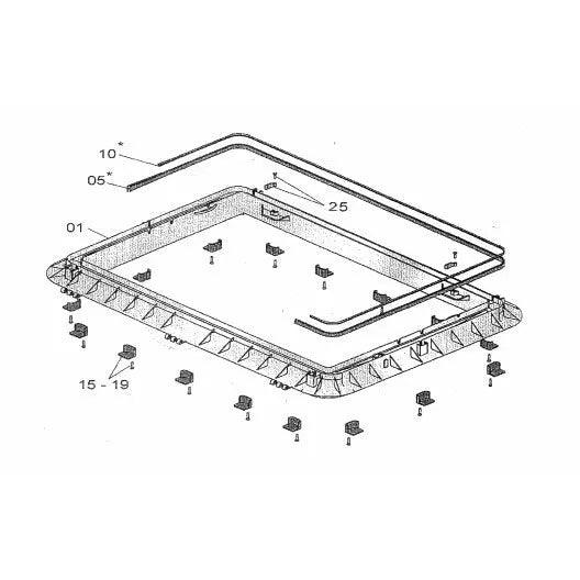 Mounting Kit Suits Heki 2 Roof Thickness 32-39mm Black - Everything Caravans