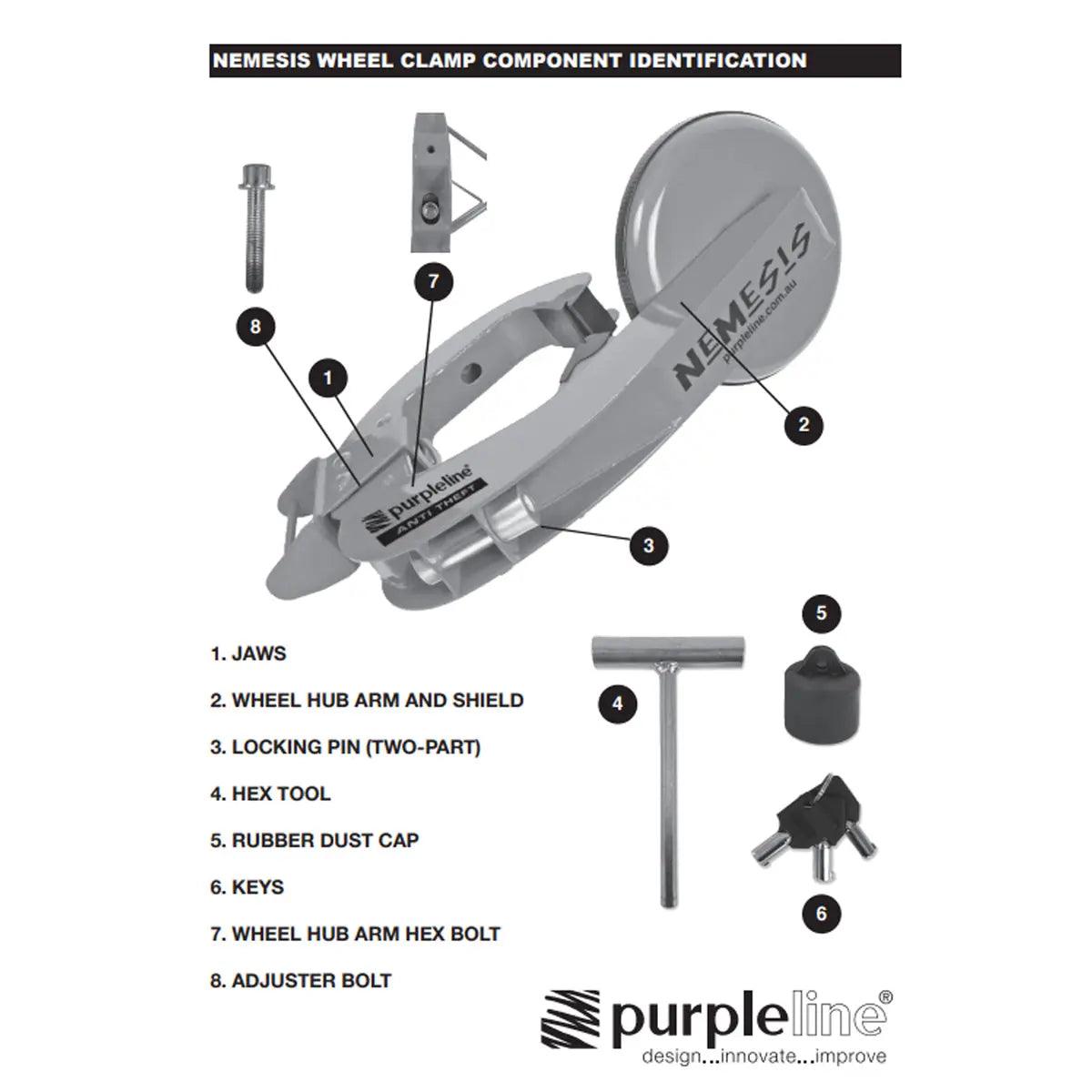 Nemesis Wheel Clamp Suits on and Off Road Tyres Up to 275mm 17 inch Rims - Everything Caravans