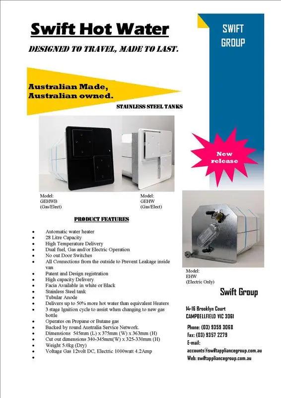 Swift 20 Litre Electric Hot Water - Everything Caravans
