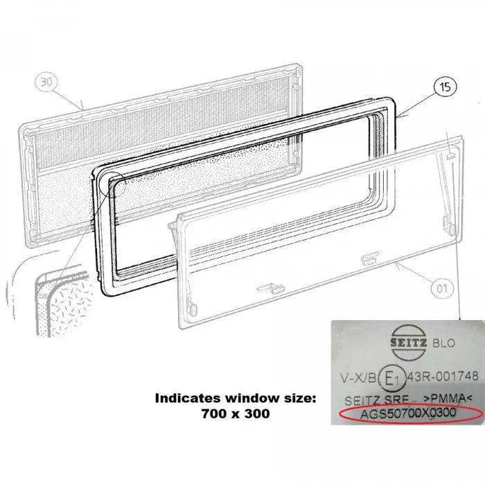 Seitz External Outer Window Frame Only Suits S4 1450x550 Black - Everything Caravans