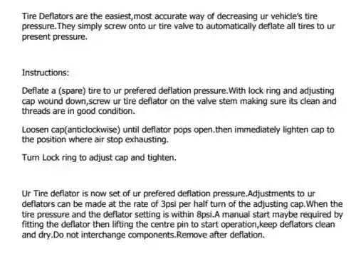 Tyre Deflators Brass Air Deflator 0-60 PSI