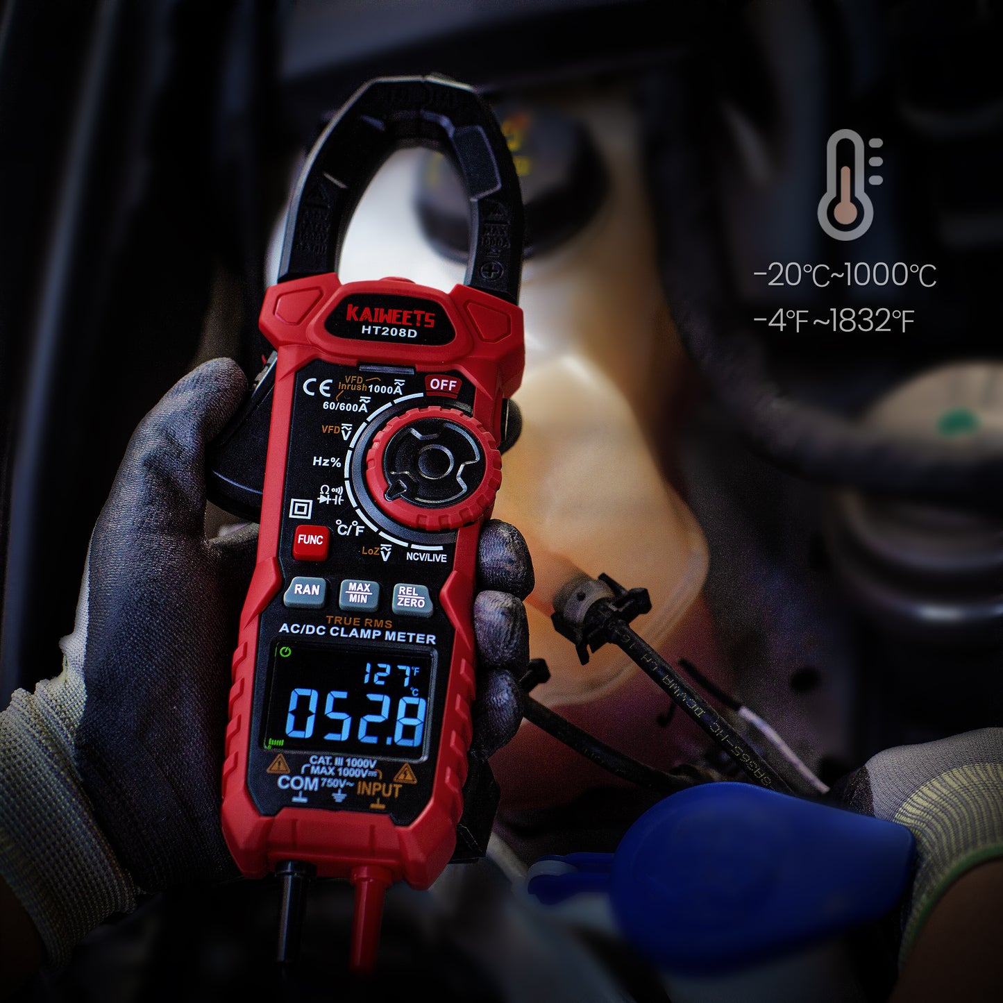 Clamp Meter 1000A True RMS AC/DC Current Amp Meter