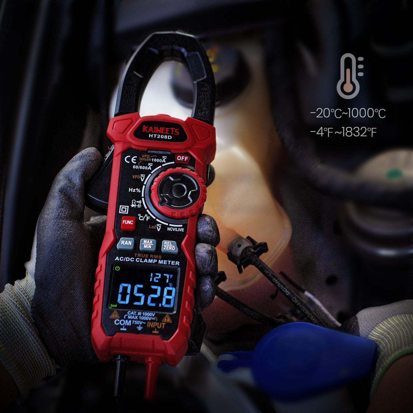 Clamp Meter 1000A True RMS AC/DC Current Amp Meter
