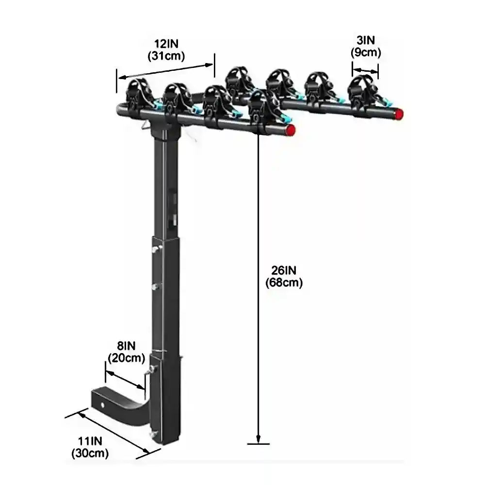 4-Bike Carrier Reciever Hitch Mount Swing Down