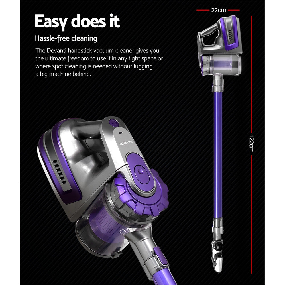 Cordless Handheld Stick Vacuum Cleaner 2 Speed Purple Grey