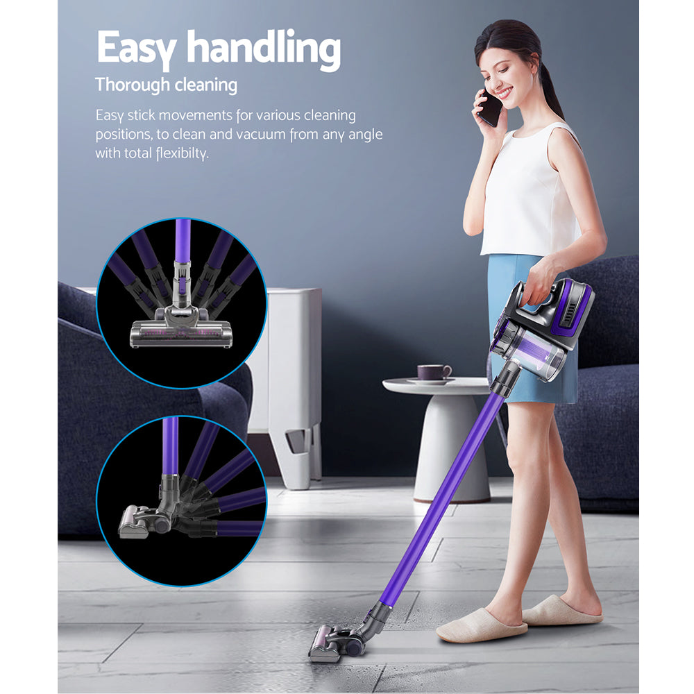Cordless Handheld Stick Vacuum Cleaner 2 Speed Purple Grey