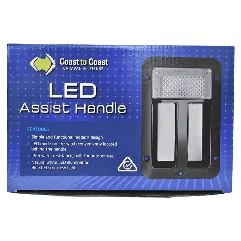 Entrance Assist Handle with 12v Led Light Black - As fitted to Most Jayco's