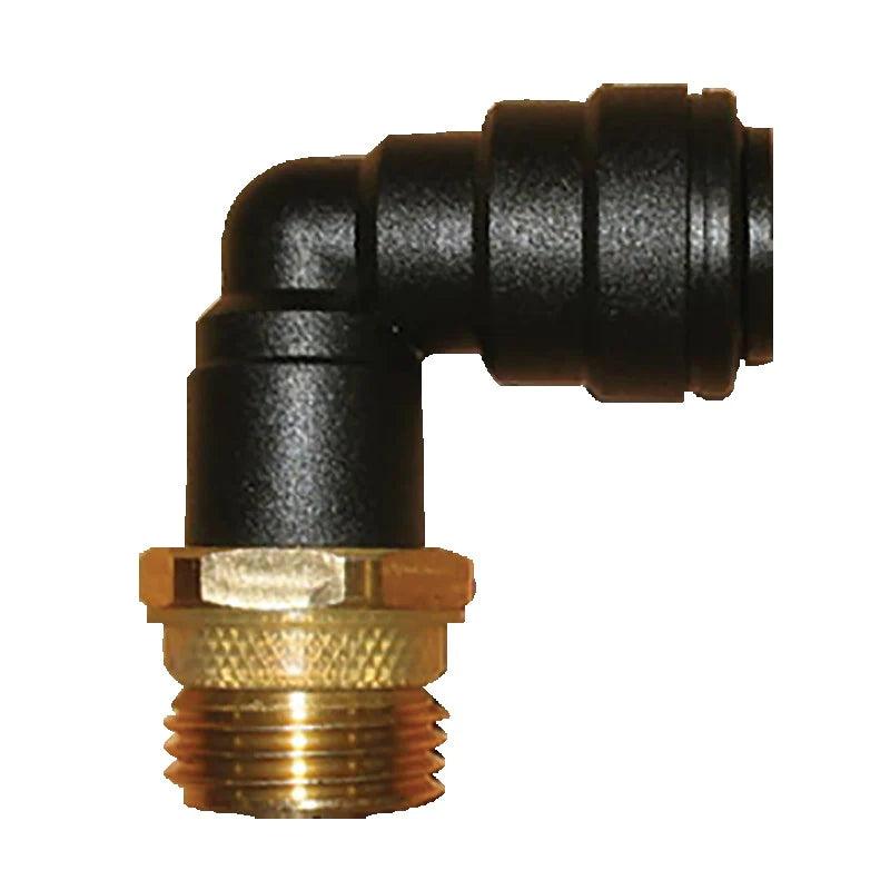 JG 1/2" Brass Male Adapter W/12mm Plastic Elbow. RM091214 - Everything Caravans