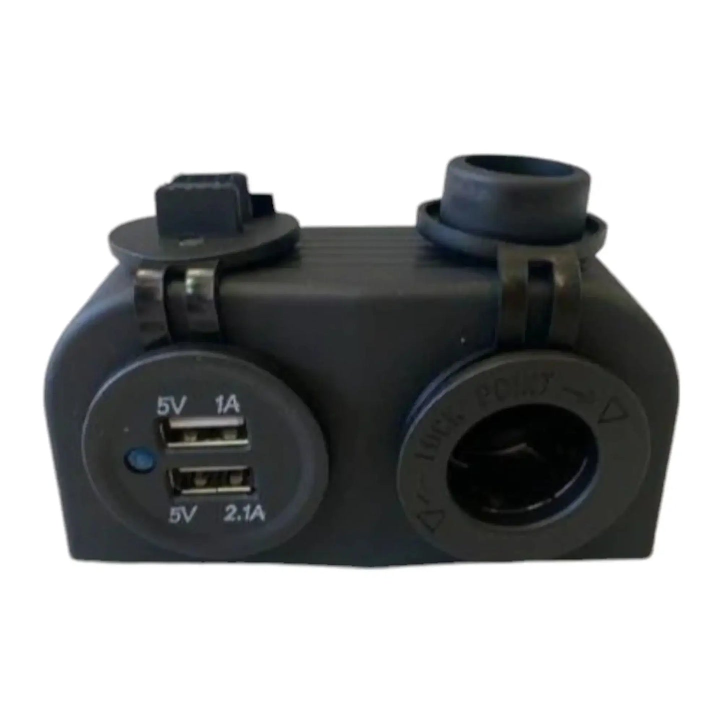 Twin Cigar Socket External Mount with 12v Cigarette Outlet and 3.1A USB Outlet