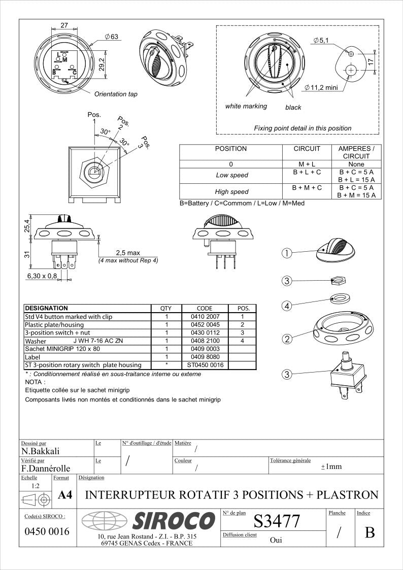 Autoterm Rotary Switch 3 Position