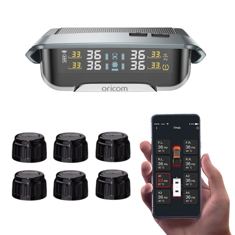 Oricom NEW DIY TPMS Tyre Pressure Monitoring System Multicolour Display - 6 External Sensor
