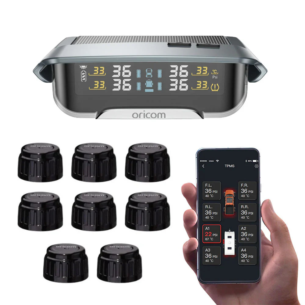 Oricom NEW DIY TPMS Tyre Pressure Monitoring System Multicolour Display - 8 External Sensor