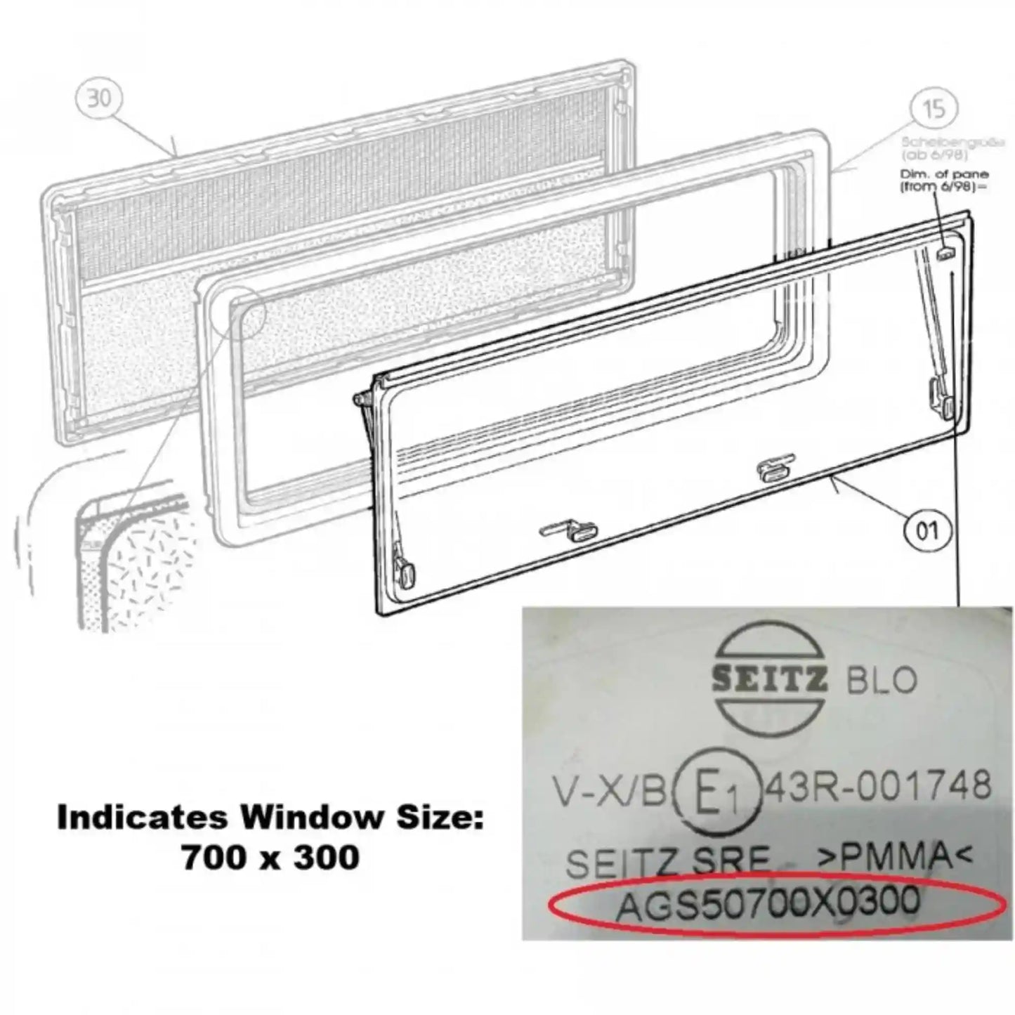 Dometic Seitz Tinted Window Blade - Suit S4 Window 1000 x 800