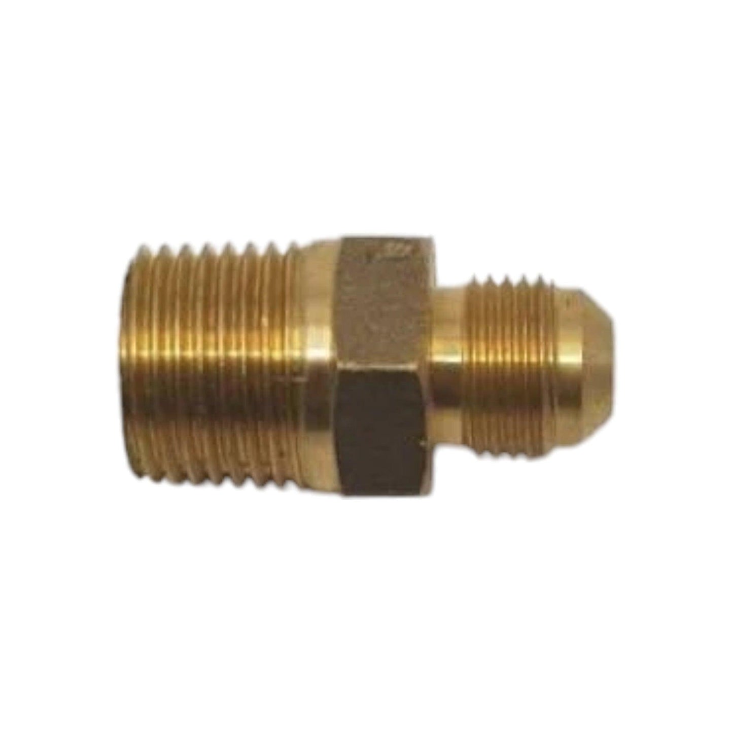 Brass Gas fitting 3-8 Male Flare to 1-2 BSP Male Threaded Adaptor - Everything Caravans