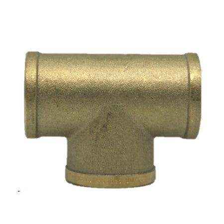 Brass Threaded Tee Fitting - FxFxF - 15mm 1-2" - Everything Caravans