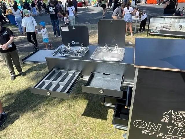 570mm wide Tunnel Boot Draw Slide with Kitchen x 1200mm Long - Everything Caravans