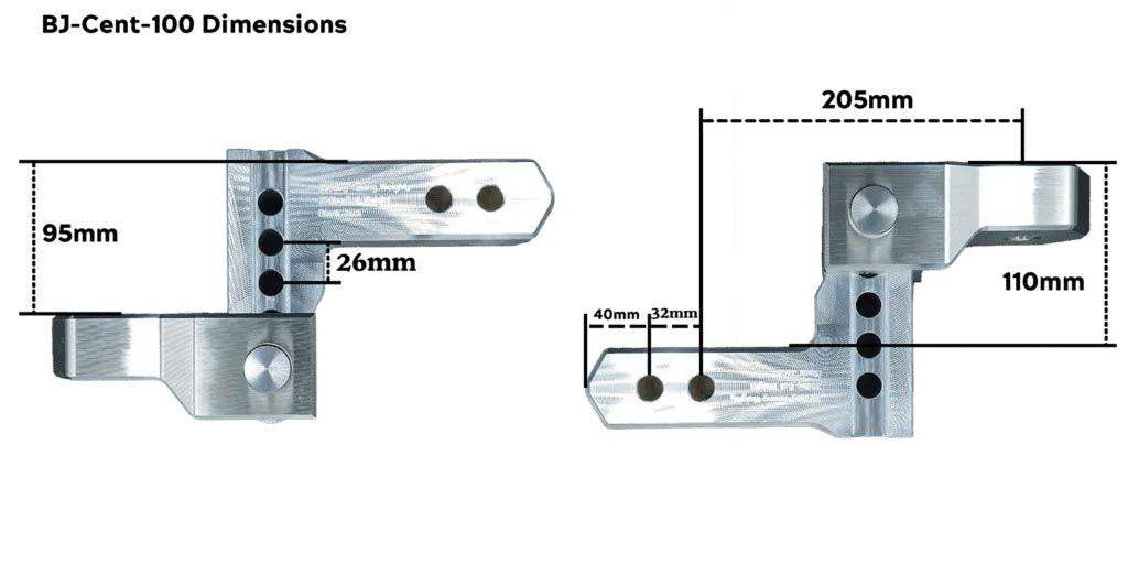 Black Jack Centurion Adjustable Hitch 100mm - Everything Caravans