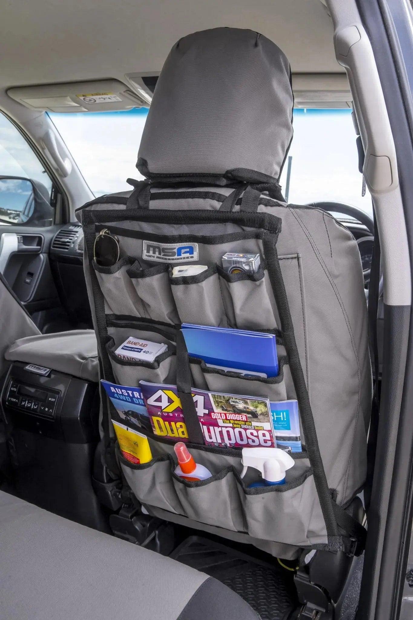 MSA 4x4 Seat Organiser – Heavy-Duty Canvas Car Storage - Everything Caravans