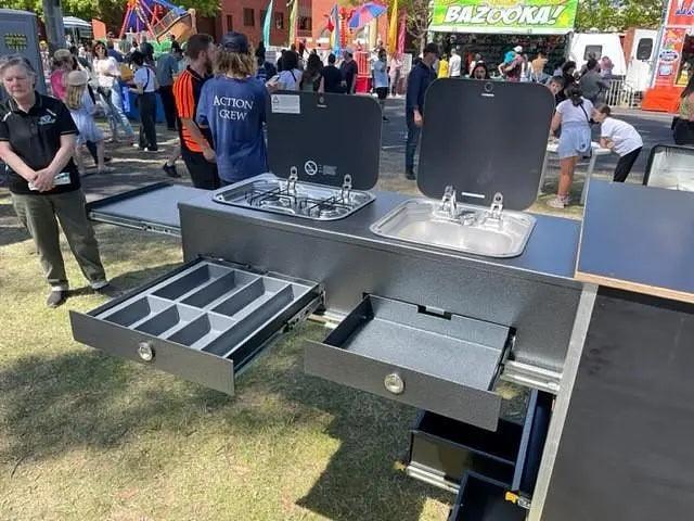 570mm wide Tunnel Boot Draw Slide with Kitchen x 1200mm Long - Everything Caravans