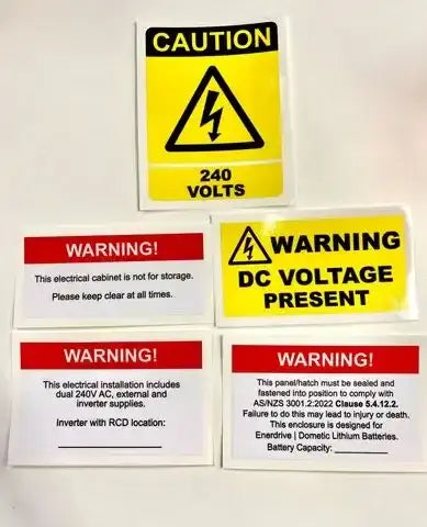 Enerdrive invertor Warning Label Kit