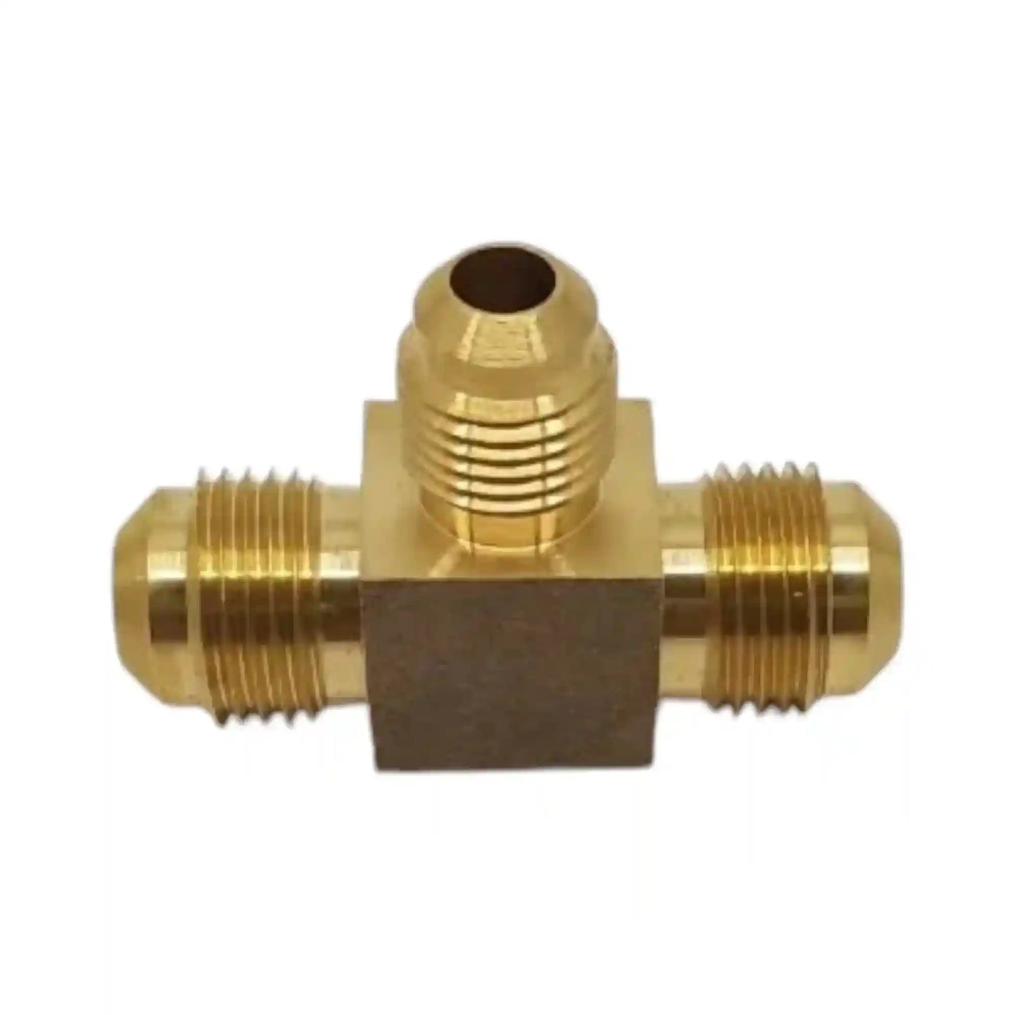 Brass Gas fitting 3/8 Flare Three Way Tee with One 5/16 Flare