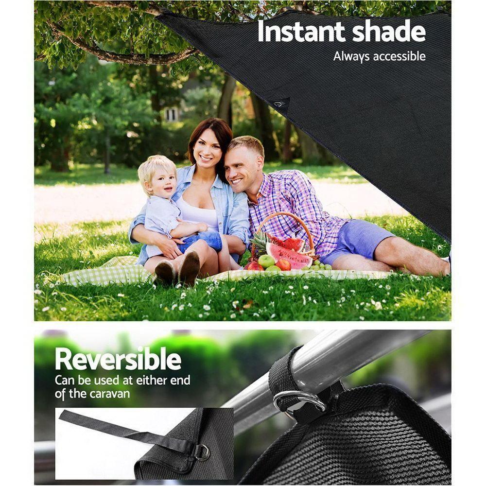 1.95X2.2M Black Caravan Privacy Screen End Wall - Everything Caravans