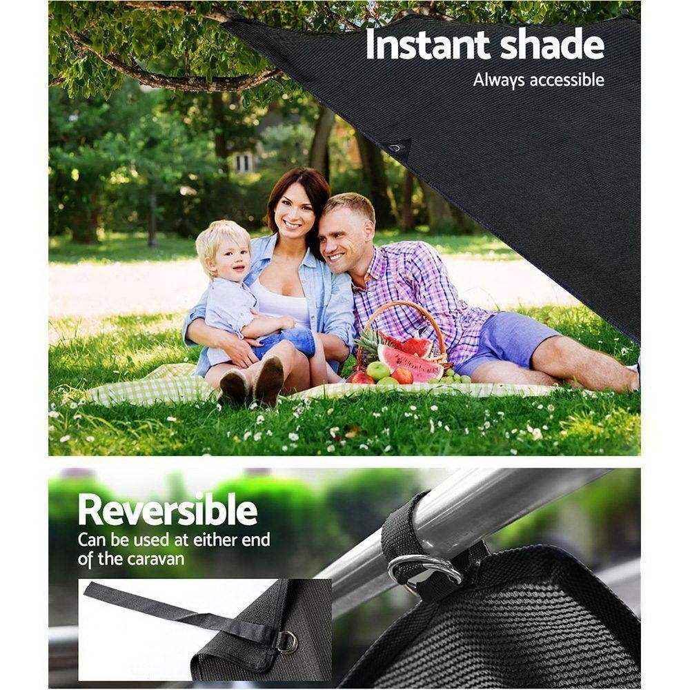 1.95X2.2M Black Caravan Privacy Screen End Wall - Everything Caravans