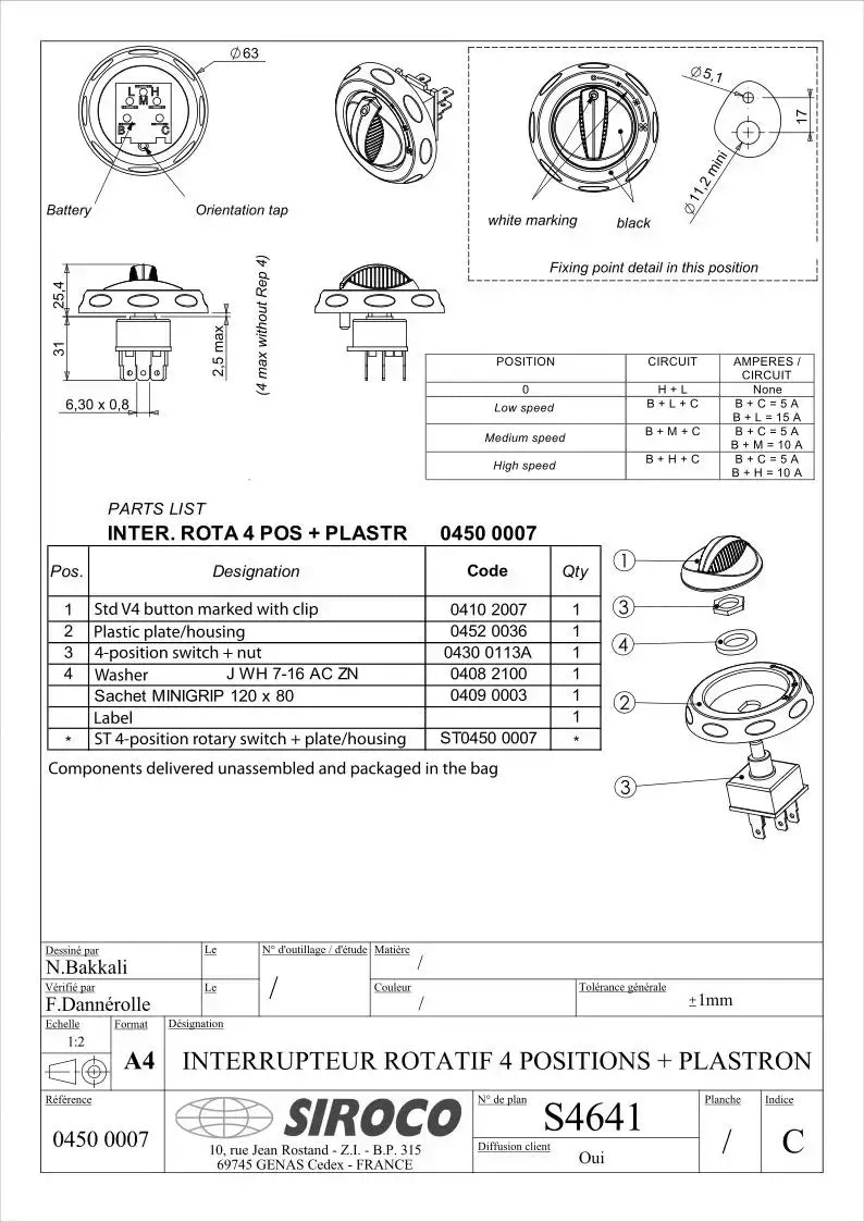 Autoterm Rotary Switch 4 Position