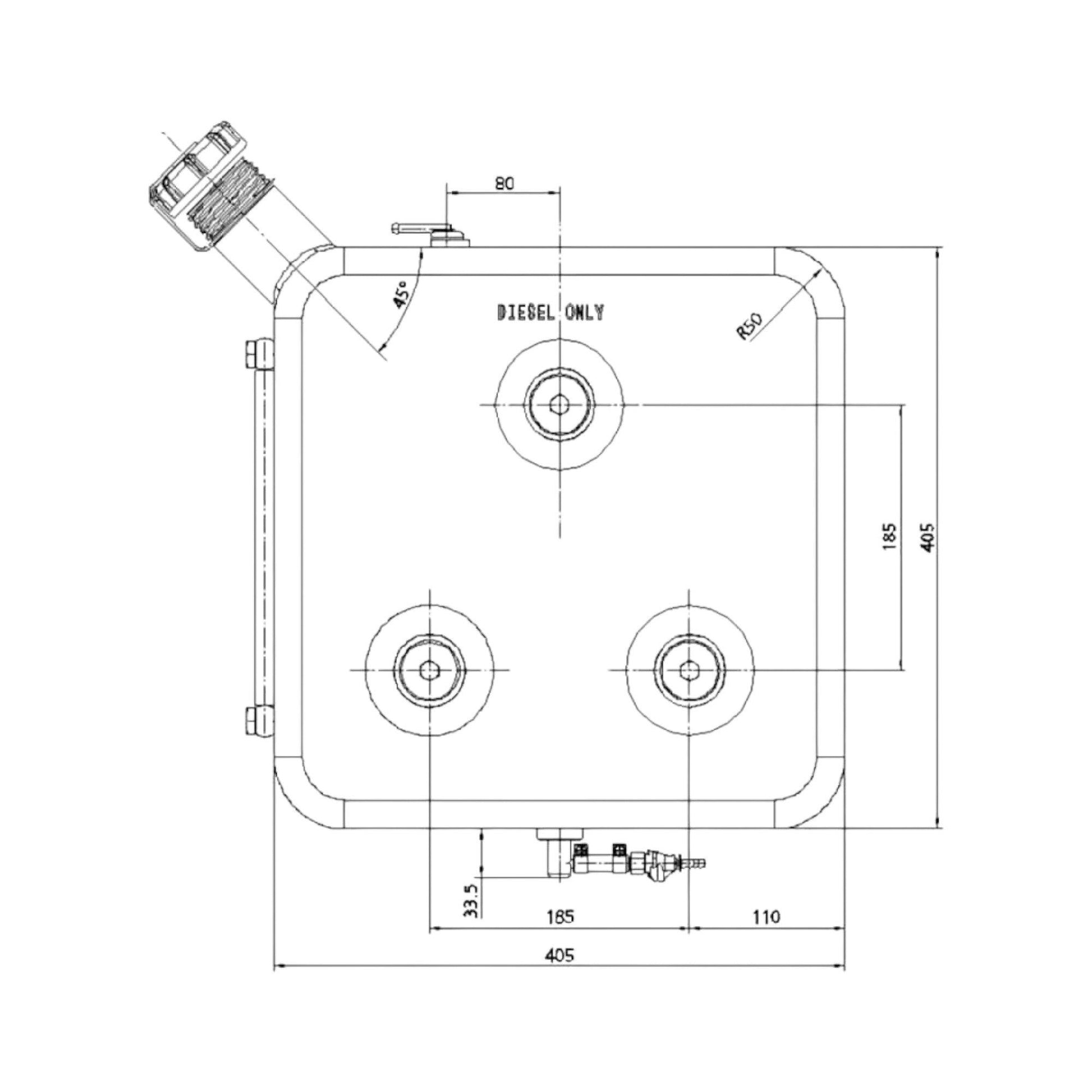Diesel Tank Cover for suits the ECP 12L Heavy Duty Tank Right Hand Side - Everything Caravans