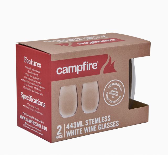Campfire Tritan Stemless White Wine 450ml 2 Pack