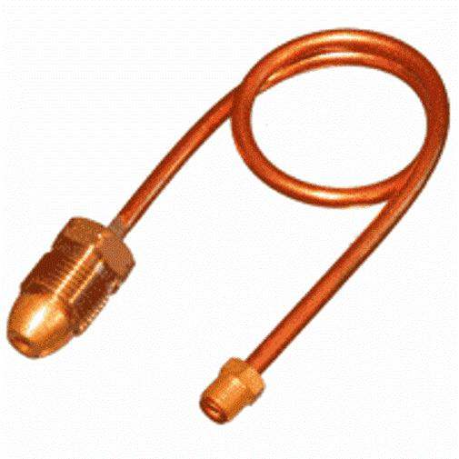 Gas POL x 1-4" inverted Flare Copper Pigtail 500mm - Everything Caravans
