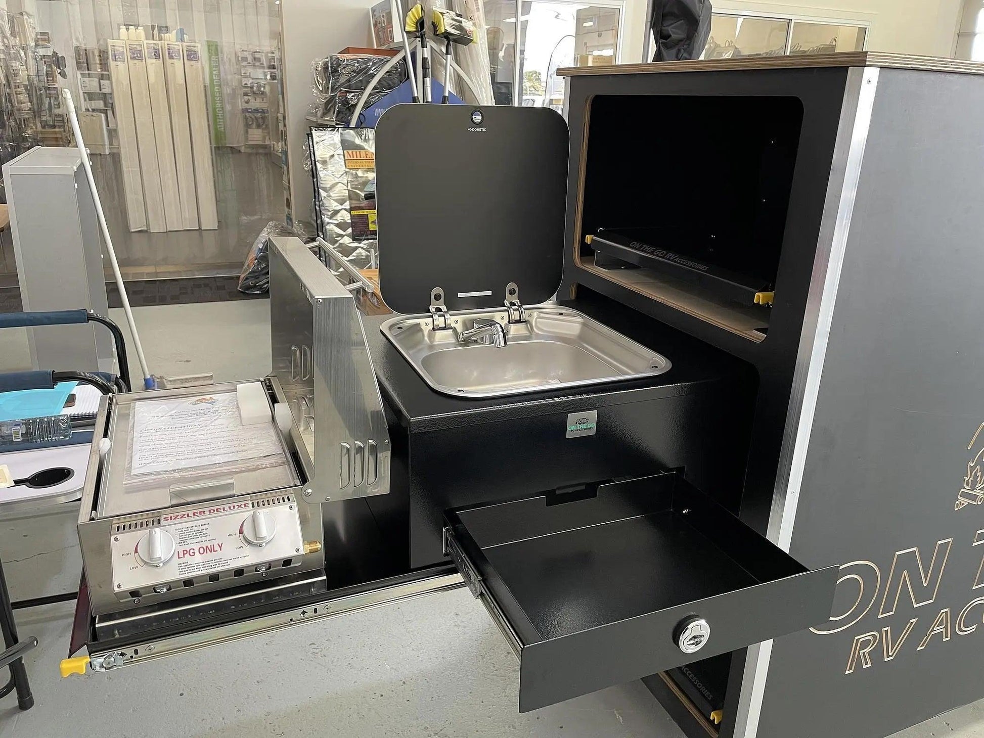 Slide Out Sink 600mm Kit to fit onto Draw Slide - Everything Caravans