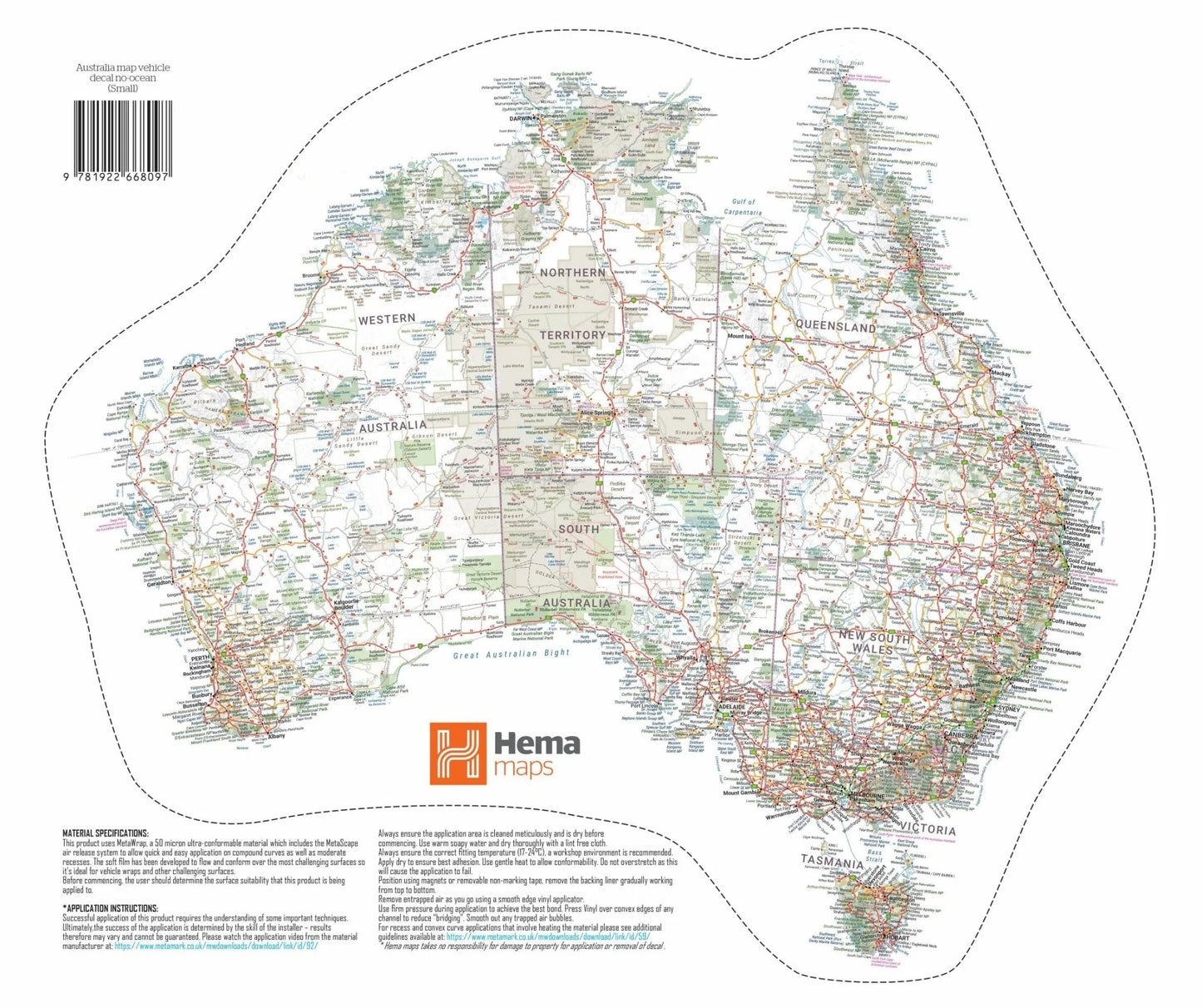 Hema Map of Australia Sticker - Large - Everything Caravans