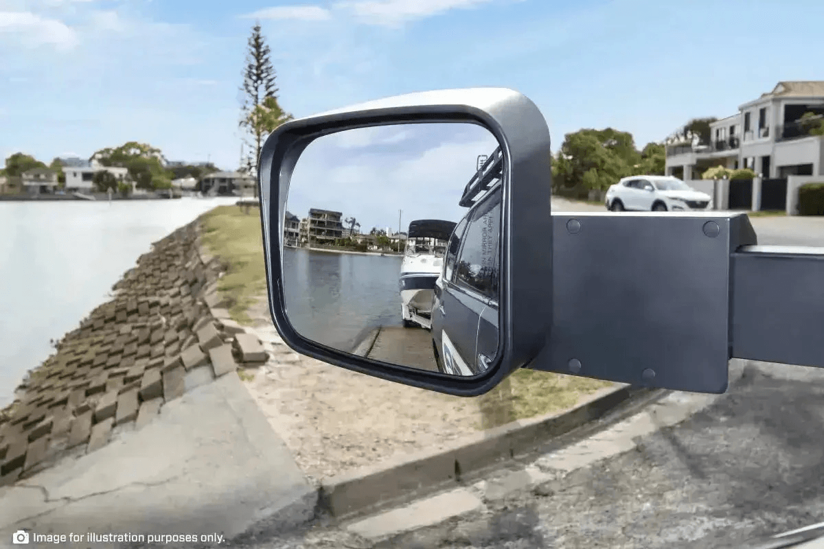 MSA Towing Mirror compatible with Toyota Land Cruiser 70-79 Series Black - Manual - Everything Caravans