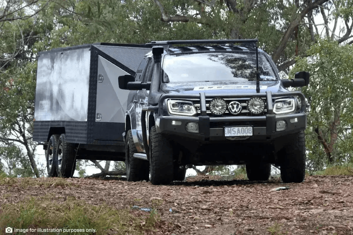 MSA Towing Mirror compatible with Toyota Land Cruiser 70-79 Series Black - Manual - Everything Caravans