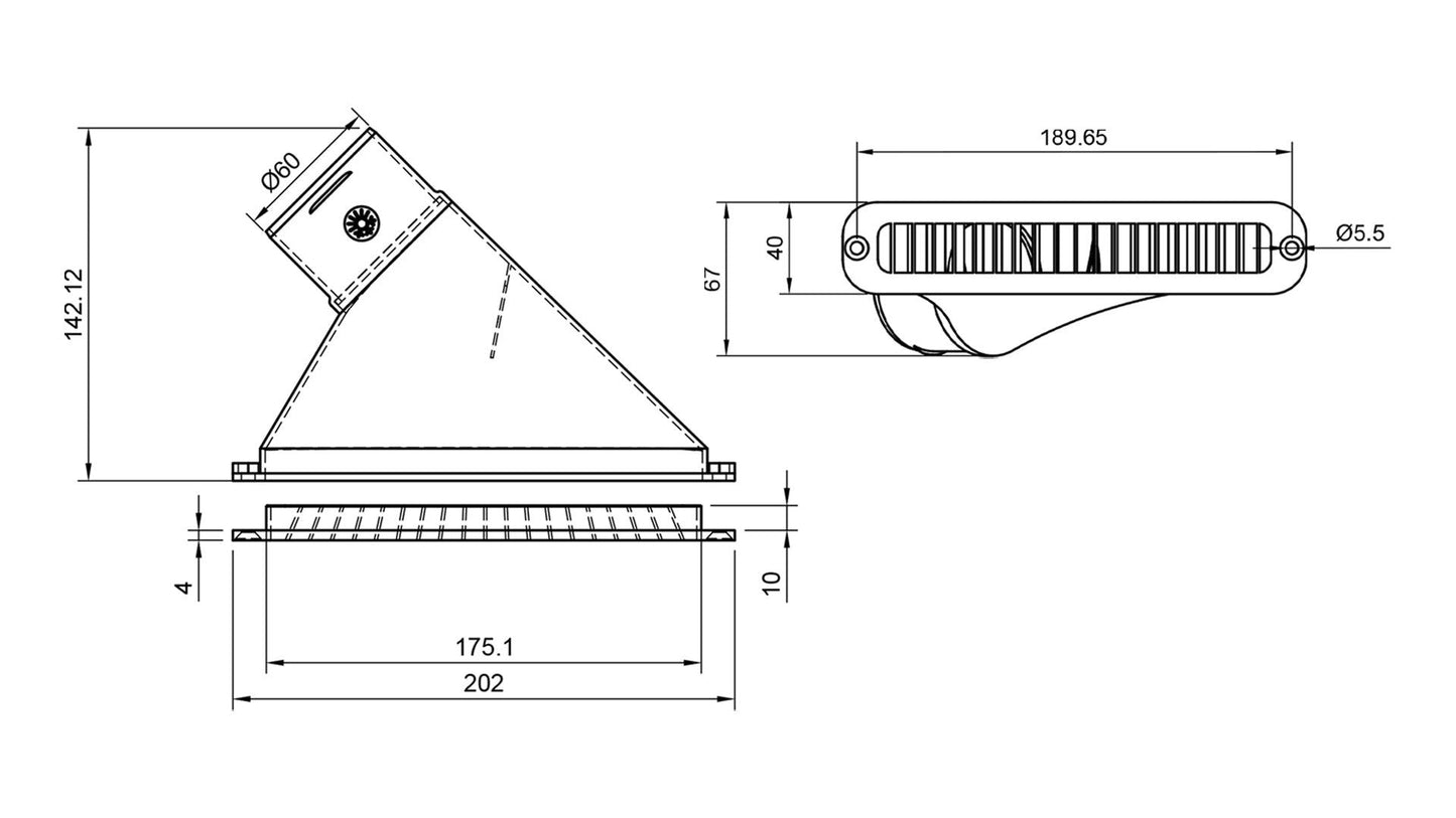 Autoterm Diesel Air Heater Vent Narrow Diffuser 45deg Suits 60mm 65mm duct - Everything Caravans