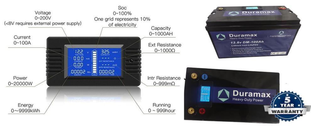 100amp Duramax Lithium Battery with Built-in Battery Monitor - Active Bms - Everything Caravans
