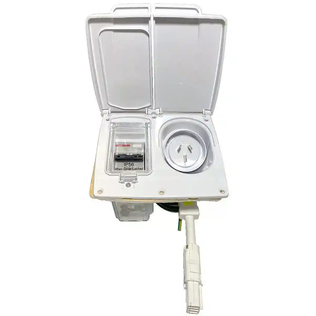 15A AC Power External inlet and 16A RCD White CMS 230Vac Plug N Play - Everything Caravans