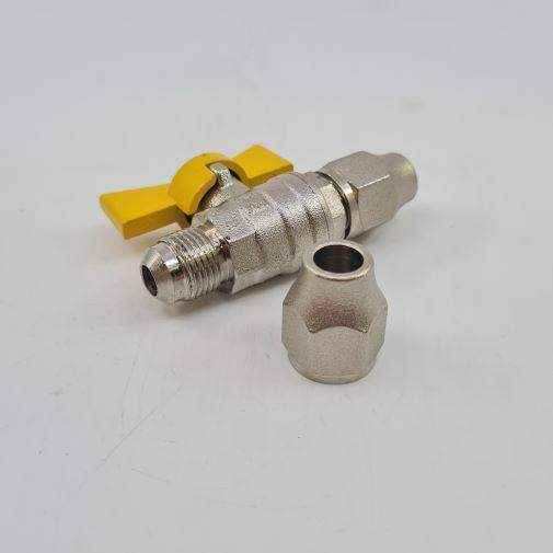 2 Way 3/8 Double Sae Flare Ball Valve 45 Deg - Everything Caravans