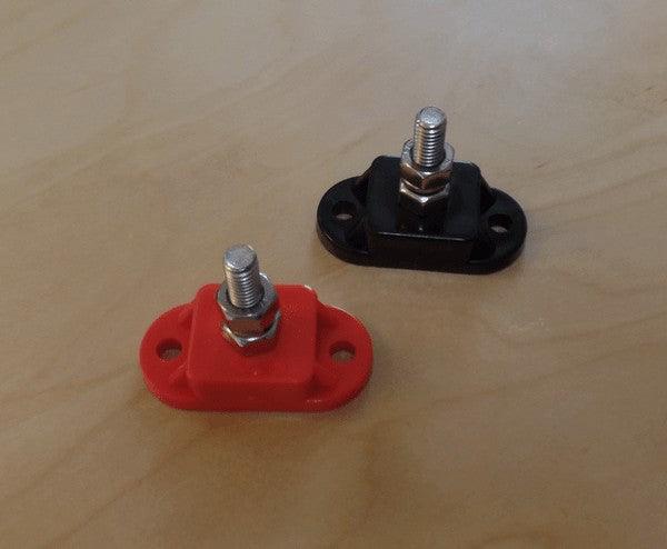 2 x Single Post Cable Connection Distribution Posts Blk Red - Autumn Sale - Everything Caravans