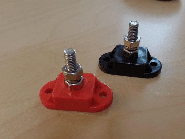 2 x Single Post Cable Connection Distribution Posts Blk Red - Autumn Sale - Everything Caravans
