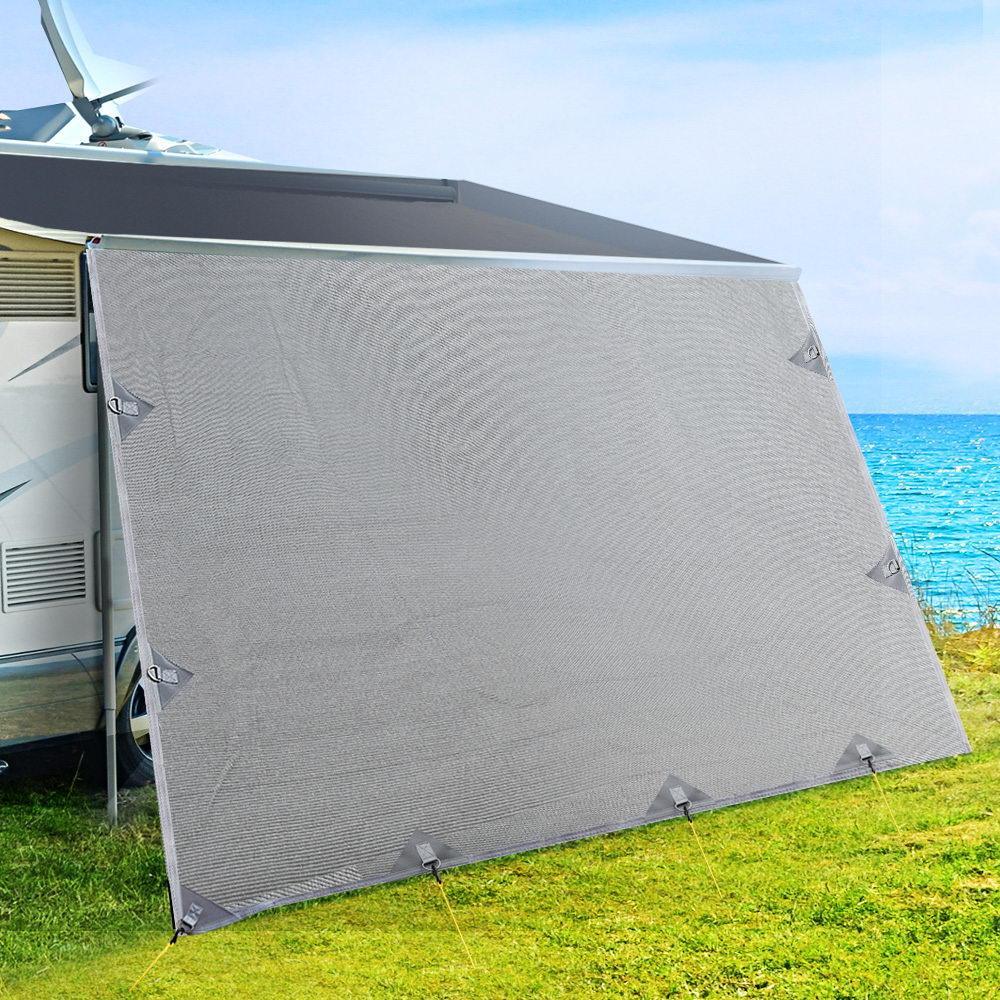 3.7M Caravan Privacy Screens 1.95M Roll Out Awning End Wall Side Sun Shade - Everything Caravans