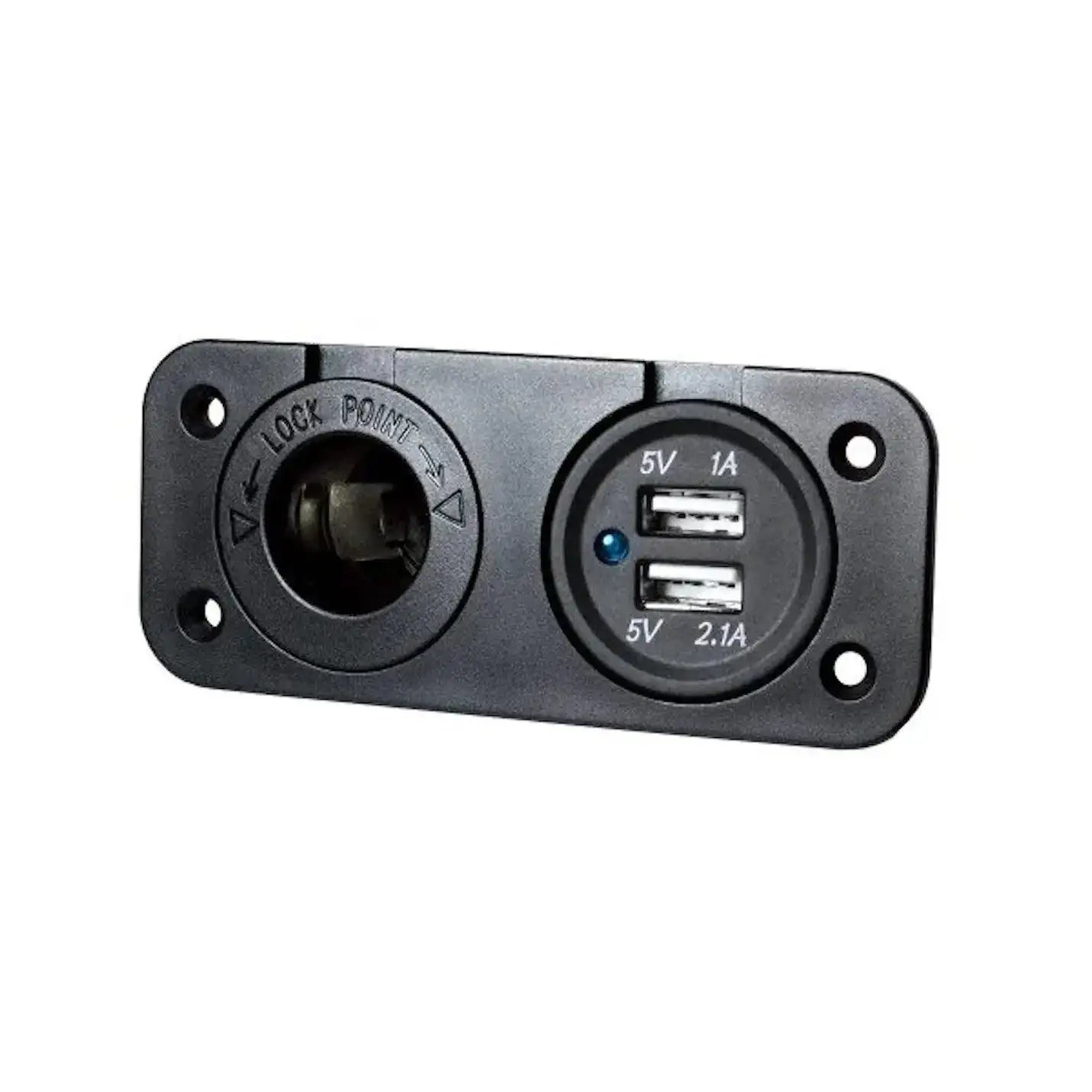 Accessory Socket 12v Dual USB (1X1A and 1X2A) - Flush Mount - Everything Caravans