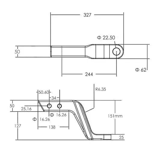Stinger Solid Aluminium Towing Ball Mount 150mm Drop (6") - Everything Caravans
