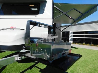 BBQArm Kit Black 850mm Arm Silver Large Size Tray for Ziggy or Most Bbqs - Everything Caravans