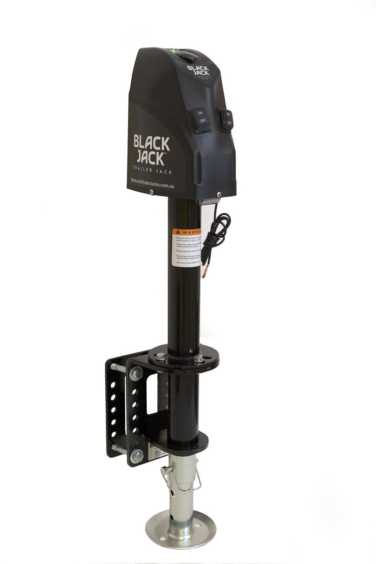 Black Jack Trailer Jack with Clamp Electric Powered Jockey Lift with Folding Foot - Everything Caravans